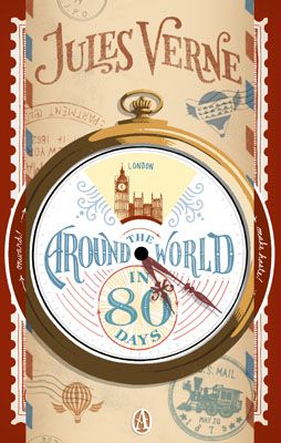 Around The World In 80 Days Illustration, Jules Verne Books, Steampunk Book, Cover Design Inspiration, Book Cover Design Inspiration, Around The World In 80 Days, Book Cover Illustration, Cover Illustration, Book Letters