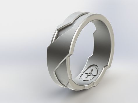 Halo/Tron inspired Ring by GirgisDesigns. Man Jewellery, 3d Printed Ring, 3d Files, Neck Ring, 3d Printed Jewelry, Printer Laser, High Fashion Jewelry, Digital Fabrication, 3d Printing Projects