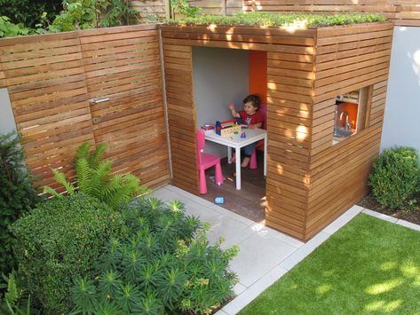 Highgate Family Garden — Lucy Willcox Garden Design Sedum Roof, Garden Playhouse, Build A Playhouse, Playhouse Outdoor, Family Garden, Backyard Playground, Backyard For Kids, Small Garden Design, Back Garden