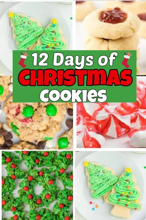 12 Days OF Christmas Cookies - Festive And Fun Recipes Pinwheel Cookies Christmas, 12 Days Of Christmas Cookies, Homemade Oreo Cookies, Christmas Wreath Cookies, Cream Cheese Cookie Recipe, Peppermint Meringues, Best Gingerbread Cookies, Homemade Oreos, Jam Thumbprint Cookies