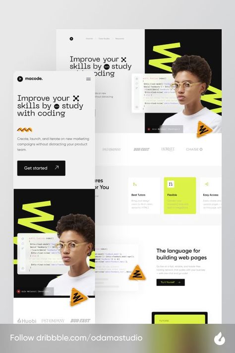 Hi Coding Lovers! 👋😎 This is my exploration about Macode - Courses landing page exploration 📗💻✨. Macode is a website for learning programming languagesHope you like it guys. Cheers! ✨ Feel free to give me some feedback.\ ---------------- We available for work together : 📩Email Us : odamastudio@gmail.com 😎Instagram : Odama Studio It Courses Website, How It Works Page Design, Work With Us Page Design, Web Gallery Design, About Us Landing Page, About Us Page Ui Design, How It Works Web Design, About Us Ui Design, About Us Website Design