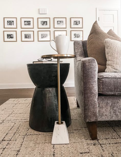 Accent tables 
Living room 
Side table Drum Side Table Living Room, Round Side Table Decor, Accent Tables For Living Room, Side Table Decor Living Room, Tables For Living Room, Drum Side Table, Side Table Decor, Interior Design Guide, Table Decor Living Room