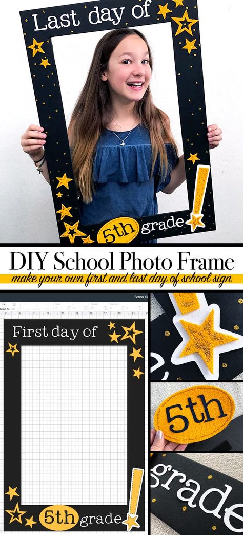 Make your own school sign photo frame for the first or last day of school School Last Day Ideas, 5 Grade Graduation Party Ideas, Graduation Primary School, First Grade Graduation Ideas, 5th Grade Graduation Decorations, Last Day Of Elementary School, Graduating Elementary School, 3rd Grade Graduation Ideas, 5th Grade End Of Year Party Ideas