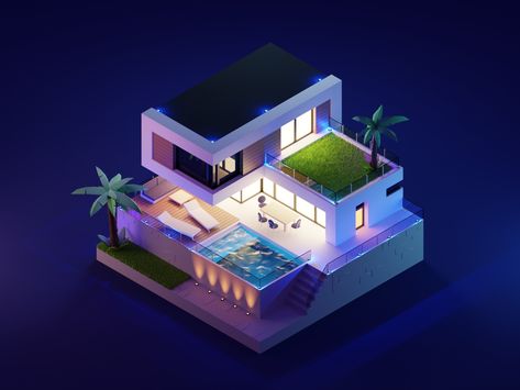 Polygon Runway, Summer House Design, City Project, Bangunan Minecraft, Blender Models, Casas The Sims 4, Isometric Art, Isometric Design, Isometric Illustration