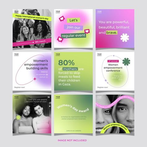 Collaboration Instagram Post, Instagram Layout For Business, Influencer Graphic Design, Playful Social Media Design, Digital Campaign Ideas, Professional Social Media Posts, Women Empowerment Design, Instagram Feed Ideas Posts Business, Gradient Instagram Post