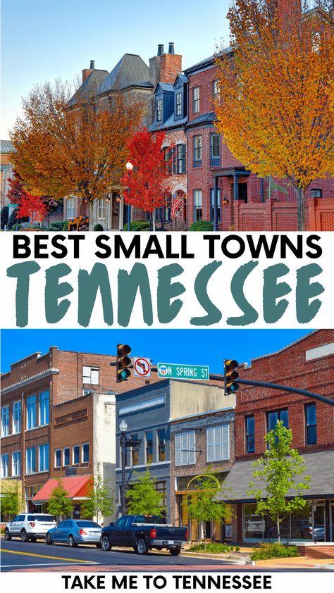 With loads of history, gorgeous scenery, fun events, and plenty of outdoor activities — these small towns in Tennessee have something for everyone! Living In Tennessee, Small Towns In Tennessee, Small Town Tennessee, Beautiful Places In Tennessee, Best Small Towns In Tennessee, Best Hikes In Tennessee, Places To Visit In Tennessee, Smyrna Tennessee, Christmas Trips