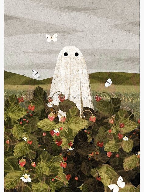 "Strawberry Fields" Photographic Print by katherineblower | Redbubble Katherine Blower, Strawberry Art, Strawberry Fields, A Ghost, Mini Canvas Art, New Wall, Cute Ghost, Society6 Art, Halloween Art