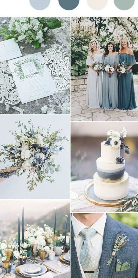 Wedding Color Palettes, Rustic Wedding Decorations, Wedding Color Trends, Green Wedding Colors, Wedding Colors Blue, Summer Wedding Colors, Have Inspiration, Dusty Blue Weddings, Wedding Theme Colors