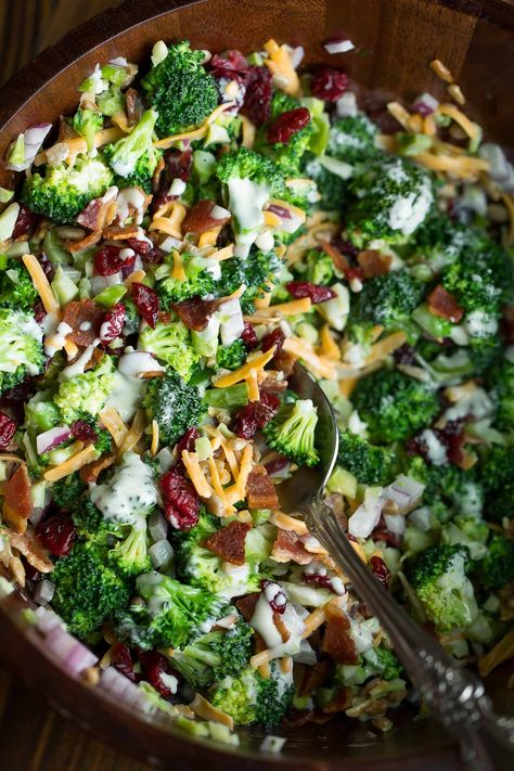 Broccoli Salad with Cranberries and Bacon - Peas and Crayons Cramberry Salad, Broccoli Salad With Bacon, Broccoli Salad With Cranberries, Salad With Cranberries, Easy Broccoli Salad, Broccoli Salad Bacon, Easy Broccoli, Squash Vegetable, Breakfast Burger