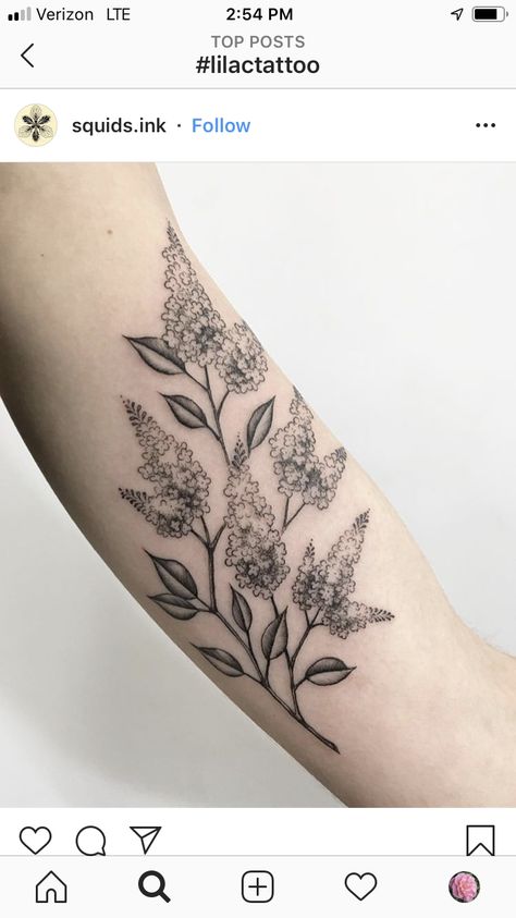 Sisu Tattoo, Plant Sleeve, Plant Tattoos, Lilac Tattoo, Abstract Tattoo Designs, Lavender Tattoo, M Tattoos, Watercolor Tattoo Flower, Upper Arm Tattoos