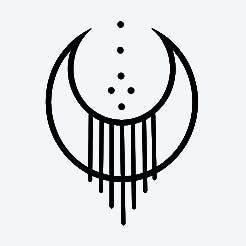 Viking Moon Tattoo, Simple Pagan Tattoos, Snake Moon Tattoo Design, Moon Symbols Design, Sun Moon Snake Tattoo, Witchy Designs Simple, Moon Child Tattoo, Hands Tattoo, Space Doodles