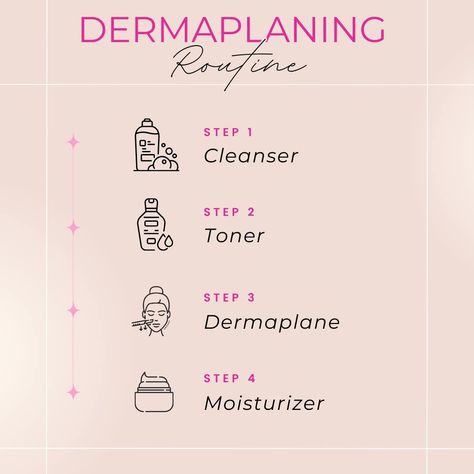 4 Step Dermaplaning Routine Do you remove your facial hair? What's your favorite method? #thePinkPanel #Dermaplaning #Dermaplane #DermaplaningRoutine #DermaplaningTips Diy Dermaplaning At Home, How To Dermaplane At Home, Dermaplaning Routine, Derma Planning, Dermaplaning At Home, Skin Prep, Med Spa, Night Routine, Self Care Routine