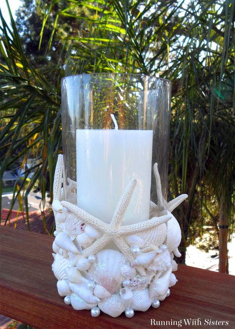 Shells Art, Beach Inspired Decor, Seashell Candles, Seashell Projects, Shell Craft, Art Coquillage, Shell Crafts Diy, Dekor Diy, Sea Shell Decor