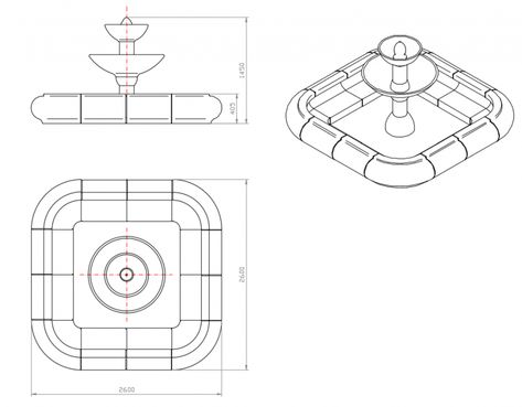 Fountain Architecture Drawing, Fountain Sketch Architecture, Fountain Design Modern, Fountain Sketch, Fountain Drawing, Fountain Architecture, Croquis Architecture, Side Elevation, Drawing Details