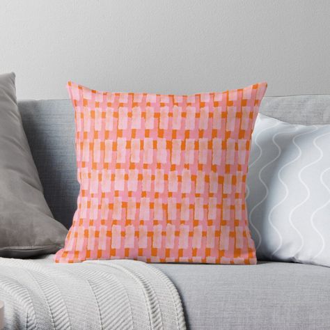 Preppy Pillows, Orange Sheets, Orange Rooms, Pink Girl Room, Orange Bedding, College Dorm Room Decor, Orange Throw Pillows, Bedroom Orange, Geometric Throw Pillows