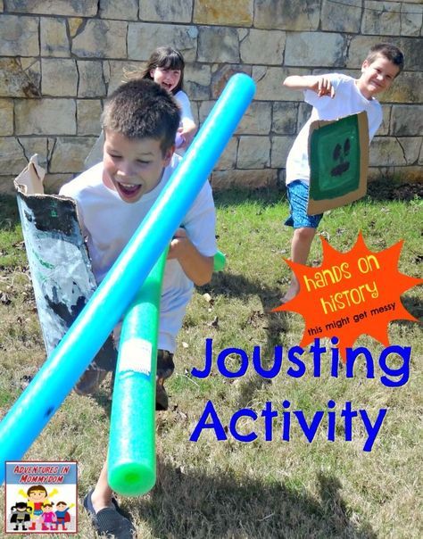 Jousting Activity for King Arthur Unit, would also be great for middle ages unit, or for learning about King Henry VIII who loved jousting Middle Ages Activities, Happy Playlist, Captain America Party, Middle Ages History, Dragon Day, Rei Arthur, Medieval Games, America Party, Medieval Party