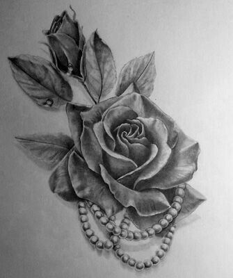 .. Pearls Tattoo, Vintage Flower Tattoo, Pearl Tattoo, Geniale Tattoos, Tattoos Skull, Girly Tattoos, Tattoo Parlors, Trendy Tattoos, A Pencil