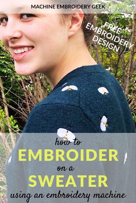 How to embroider on a sweater using your embroidery machine |#machineembroidery #embroideryonsweater #embroideredsweater #bumblebee Used Embroidery Machines, Machine Embroidery Gifts, Bee Embroidery Design, Machine Embroidery Designs Projects, Machine Embroidery Thread, Embroidery Sweater, Machine Embroidery Projects, Embroidery Gifts, Machine Embroidery Applique