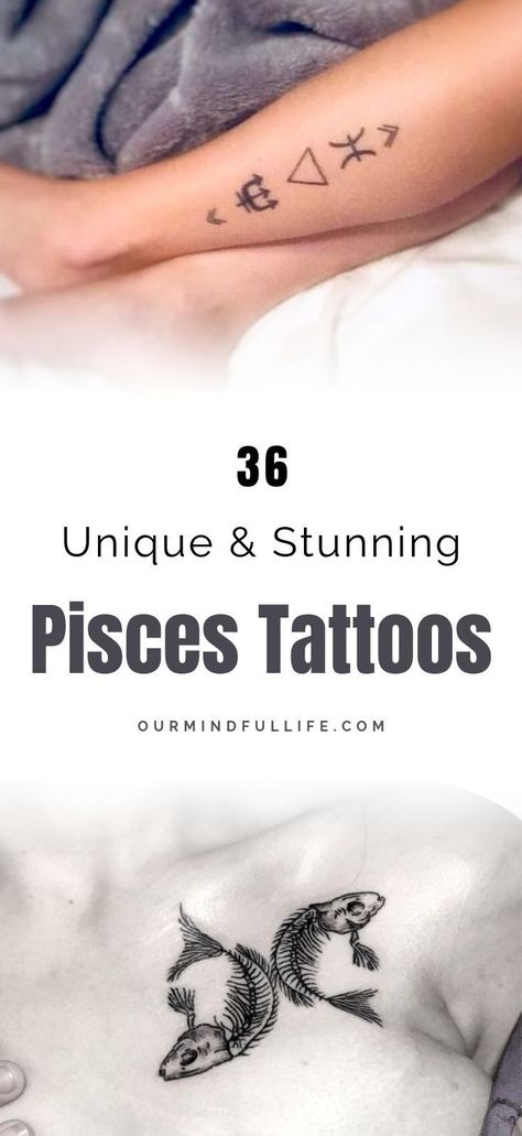 36 Stunning Pisces Tattoos That Capture The Uniqueness Of The Sign - OurMindfullLife.com//zodiac signs/ Pisces sign/Pisces woman/Pisces art/ zodiac tattoo/horoscope tattoo/constellation tattoo/minimalist tattoo ideas/ astrology/Pisces symbol/Pisces girl/Pisces female/Pisces aesthetics/ tattoo for woman/meaningful tattoo/unique tattoo/small tattoo/tiny tattoo/tattoo design/cute tattoo/unique tattoo/ star tattoo/universe tattoo/ Female Pisces, Pisces Female, Simplicity Tattoos, Aesthetics Tattoo, Tattoo Horoscope, Zodia Pești, Horoscope Tattoo, Tattoo Universe, Pisces Art