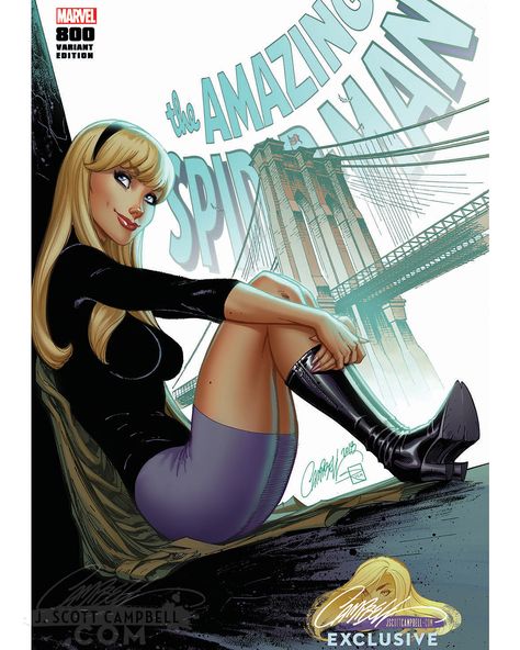 ☂️And now we’ve reached the 6th of 8 different and unique covers for The AMAZING SPIDER-MAN #800 featuring Peter’s first love Gwen Stacy and a glimpse of the tragedy that awaits her... Pre-Sales launching this coming Saturday 5•5•18 ONLY at jscottcampbell.com ! With gorgeous coloring by @sabine_rich ⏪Swipe⏪ to see some cool behind the scenes WIP shots of the art that went into the making of this cover and a sneak peek at the next cover reveal! And be sure to sign up for my VIP mailing list on J. Scott Campbell, Gwen Stacy Comic, The Amazing Spiderman, J Scott Campbell, Frank Cho, Univers Marvel, Scott Campbell, The Amazing Spider Man, Spider Girl