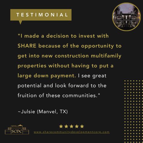 Interested in learning more about multifamily investments but are nervous about taking the plunge? See for yourself: #scdctexas #multifamily #realestateinvesting Multifamily Investing, Emotionally Invested, Socially Responsible Investing, Mutual Funds India, Private Equity Investment, Residual Income, Community Development, Down Payment, Real Estate Development