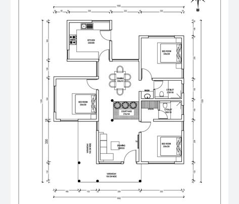 1100 Sq Ft 3BHK Modern Single-Storey House and Free Plan - Home Pictures 1100 Sq Ft House Plans, Simple 3 Bedroom House Plans, Simple 3 Bedroom House, House Plans Layout, Tropical House Plans, 3 Bedroom House Plans, Barn Dominium, Modern Bungalow House Plans, House Plan With Loft