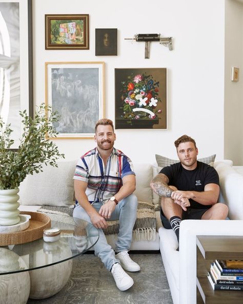 Tour Gus Kenworthy's Hollywood Home | Architectural Digest West Hollywood Apartment, Quirky Apartment, Orlando Soria, California Apartment, Sleek Fireplace, Gus Kenworthy, Los Angeles Apartments, Large Gallery Wall, American Athletes