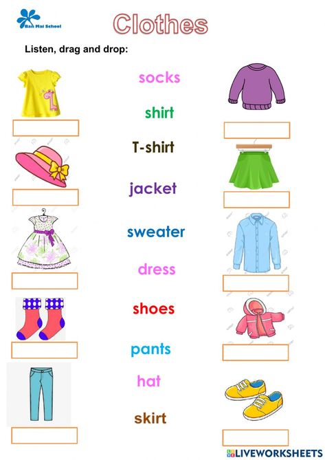 Food And Clothes Worksheet, Evs Worksheet For Class 1 Clothes, My Clothes Worksheet, Clothes Worksheets For Kids Activities, Clothes Activities For Kids, Clothes Worksheets For Kids, Clothes Activities For Preschool, Vocabulary Clothes, Clothes Worksheet