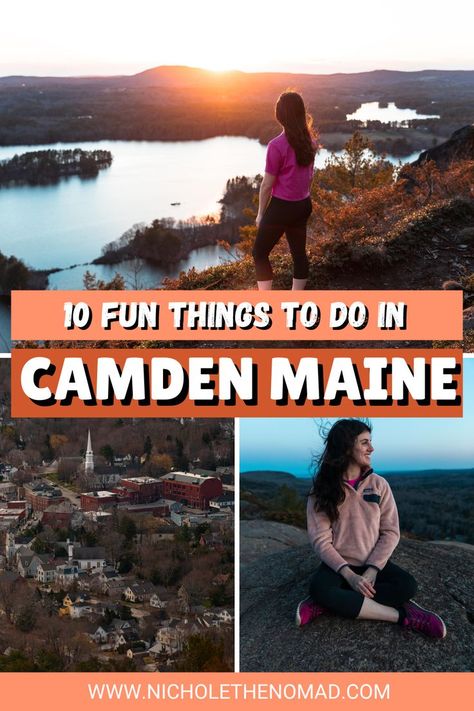 The best things to do in Camden, Maine! Camden is a beautiful coastal town in Midcoast Maine that rivals the beautiful views of Acadia National Park. This guide has everything you need to know to plan a getaway, including the best things to do in Camden, Maine! Maine In Fall, England Bucket List, Maine Hiking, Midcoast Maine, Maine Winter, Camden Maine, United States Photography, Maine Vacation, Best Campgrounds