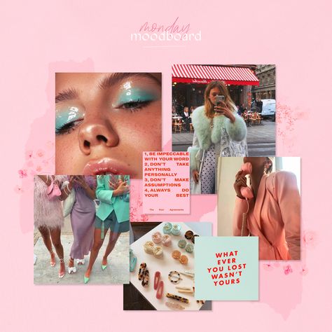 Fashion Brand Moodboard, Beauty Graphic Design, Pastel Branding, Digital Moodboard, Pink Graphic Design, Pastels Fashion, Jewellery Quotes, Moodboard Pink, Collins Design