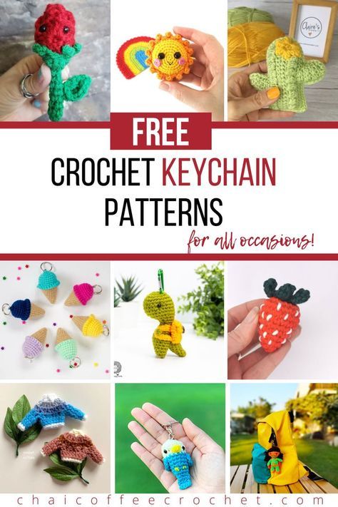 Amigurumi Free Keychain Pattern, Quick Crochet Keychain Free, Amigurumi Key Ring Free Pattern, Crocheted Keychain Patterns Free, Diy Crochet Keychain Free Pattern, Crochet Keychain Easy Patterns, Simple Crochet Keychain Pattern, Scrap Amigurumi, Crochet Keychain Ideas Free