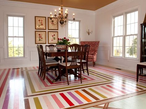 Twelve Beautiful Painted Floors | Up to Date Interiors Painted Hardwood Floors, Wood Floor Design, Painted Wood Floors, Beautiful Flooring, Painted Floor, Stenciled Floor, Flooring Inspiration, Flooring Trends, Painted Rug