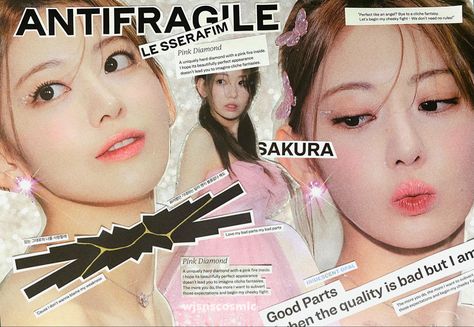 #lesserafim #izone #sakura #scrapbooking #kpop #aesthetic Izone Sakura, Sakura Le Sserafim, Sakura Lesserafim, Kpop Aesthetic, Iz One, Scrapbooking