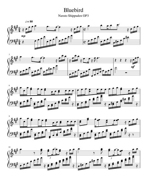 Download and print in PDF or MIDI free sheet music for blue bird by Ikimono-Gakari arranged by Phoenizer for Piano (Solo) Anime Flute Sheet Music, Bluebird Naruto, Anime Sheet Music, Free Violin Sheet Music, Piano Songs Sheet Music, Free Printable Sheet Music, Fiddle Music, Cello Sheet Music, Piano Notes Songs