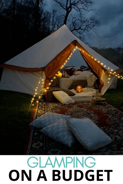 Glamping Tents Ideas, Romantic Tent Camping Ideas, Simple Glamping Ideas, Diy Glamping Ideas Tent, Tent Camping Ideas Glamping, Glamping Set Up Ideas, Glamping Tent Set Up, Easy Glamping Ideas, Glamping Tent Diy