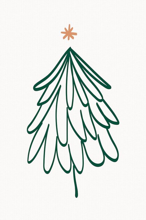 Cute Christmas tree sticker, hand drawn doodle in green vector | free image by rawpixel.com / Busbus Minimalist Christmas Tree Drawing, Line Drawing Christmas Card, Christmas Minimalist Illustration, Christmas Illustration Simple, Christmas Simple Drawings, Simple Christmas Drawings, Simple Christmas Tree Drawing, Christmas Line Art, Doodles Christmas