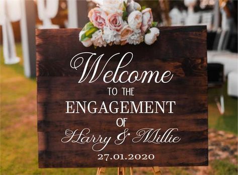 Personalised Wedding engagement names date Party Welcome sign name mirror board wall Art Vinyl Decal Welcome To Our Engagement, Wedding Ceremony Signs, Signs Wedding, Personalized Wedding Sign, Our Engagement, Ceremony Signs, Custom Wedding Signs, Floor Decal, Engagement Party Decorations