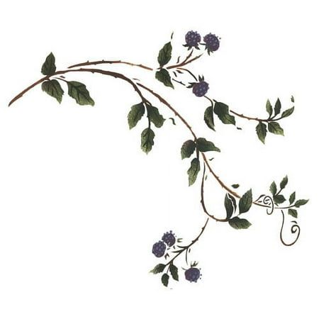 Paint a brambling, rambling, trailing blackberry vine in your kitchen. Stencil can be as a continuing border or free-form. Combine with our two other Blackberry vines for variety. Design measures 11.5inchH x 16inchW. Stencil consists of two overlays. Color: Off-White. Ivy Pattern Design, Vines Png, Blackberry Branch, Vine Painting, Blackberry Vine, Vine Border, Vine Pattern, Leaf Border, Wall Stencil