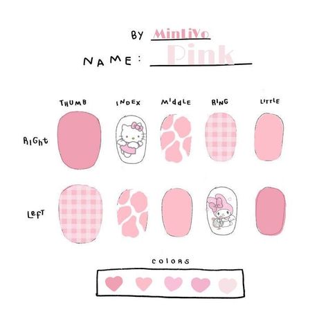 Paper Nails Design, Paper Nails, K Pop Nails, Nail Designs Easy Diy, Sanrio Nails, Hello Kitty Nails Art, Kutek Disney, Fake Nails Designs, Asian Nails