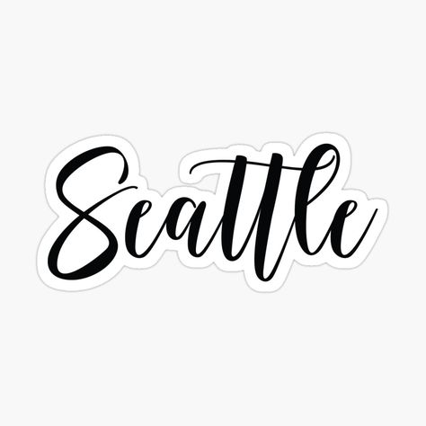 Seattle Logo, Cursive Text, Fun Stickers, Seattle Washington, 2024 Vision Board, Washington State, 2024 Vision, Top Artists, Sticker Design