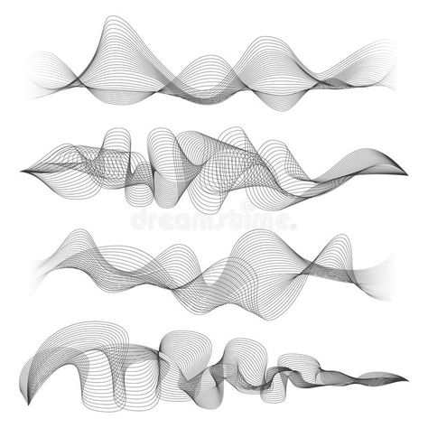 Abstract sound waves isolated on white background. Digital music signal soundwave shapes vector illustration stock illustration Shapes Vector, Music Waves, Wave Illustration, Sound Art, Parametric Design, Montage Photo, Creative Sketches, Sound Design, Generative Art