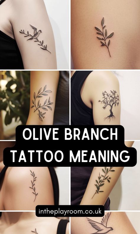 Tattoo Ideas Olive Branch, Olive Vine Tattoos For Women, Small Vine Tattoos For Women, Oliver Branch Tattoo, Floral Branch Tattoo, Olive Branch Tattoos For Women, Olive Branch Wrap Tattoo, Vine Tattoo Meaning, Minimalist Olive Branch Tattoo