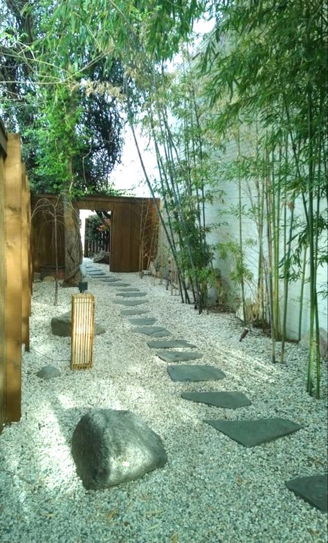 Zen Garden Design Meditation Space, Zen Landscaping, Japanese Sand Garden, Wabi Sabi Garden, Zen Garden Backyard, Paver Path, Japanese Rock Garden, White Rocks, California Backyard