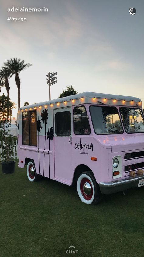 Ice Cream Trucks Aesthetic, Ice Cream Van Aesthetic, Tropical Food Truck Design, Food Truck Awning, Purple Food Truck, Aesthetic Ice Cream Truck, Food Truck Astetic, Cute Food Truck Design, Cool Food Trucks