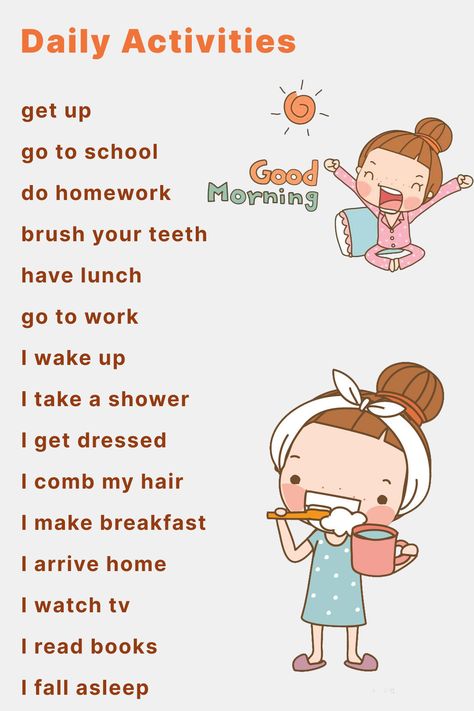 English grammar, learn, Words quotes, Sentence starters, Pretty words, Vocabulary words, Vocabulary Daily Routine Vocabulary English, Daily Sentences In English, Daily Vocabulary Words English, Daily Vocabulary Words, Simple Daily Routine, Learn English Kid, Sentences In English, English Conversation For Kids, Simple English Sentences