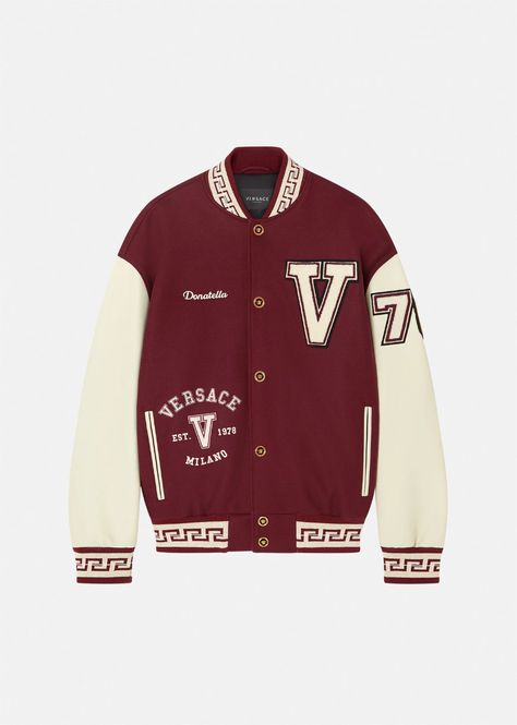 Versace Versace Varsity Jacket for Men | US Online Store Versace Outfits Men, Versace Clothes, Versace Hoodie, Prom Jacket, Versace Jacket, Luxury Clothes Men, Versace Logo, Unique Hoodies, Versace Outfit