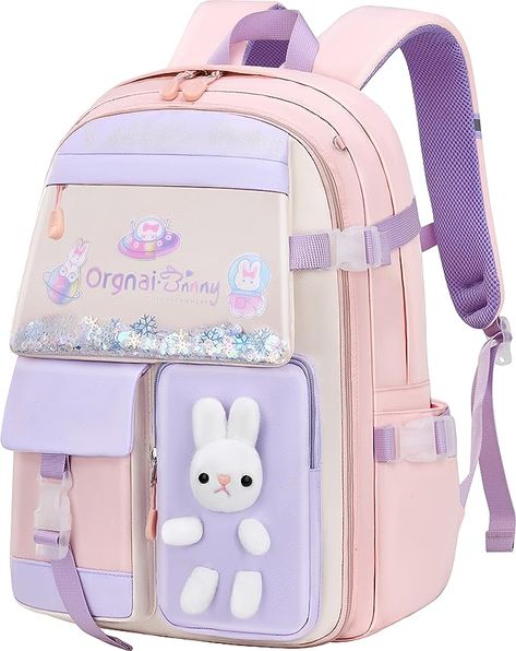 Gazigo Girls Backpack Elementary School, Bunny Backpack for girls Cute Kids Laptop Bag Kindergarten Preschool Bookbag Mochila Para 5.6.7.8.9.10 Niñas(Only Backpack Pink) Elementary School Backpack, Bunny Backpack, Preschool Girl, Kawaii Bag, Kawaii Backpack, Girls Backpack, Suitcase Cover, Childrens Backpacks, Laptop Rucksack