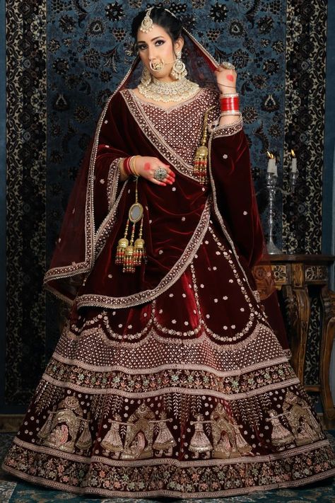 Velvet Lehenga Trends Velvet Lehenga Designs, Lehenga Designs For Bride, Trending Bridal Lehenga, Velvet Bridal Lehenga, Bridal Lehenga Indian, Latest Bridal Lehenga Designs, Bridal Lehenga Designs, Latest Bridal Lehenga, Velvet Lehenga