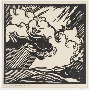 Lino Print Clouds, Western Linocut, Cloud Linocut, Nautical Linocut, Linocut Clouds, Linocut Tattoo, Linocut Landscape, Storm Illustration, Studio Illustration