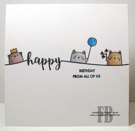 StampOwl's Studio: Cheers Party Cute Birthday Cards Diy, Birthday Cards Cute, Party Cat, Happy Birthday Cards Diy, Creative Birthday Cards, Cute Birthday Card, Cheer Party, Birthday Card Drawing, Birthday Card Craft